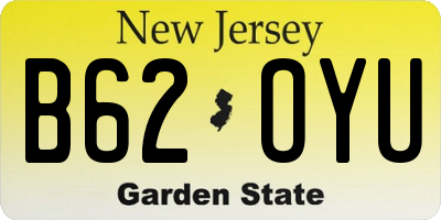 NJ license plate B62OYU