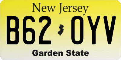 NJ license plate B62OYV