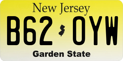 NJ license plate B62OYW
