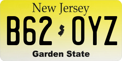 NJ license plate B62OYZ
