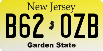 NJ license plate B62OZB