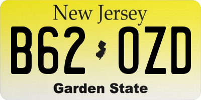 NJ license plate B62OZD