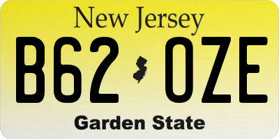 NJ license plate B62OZE