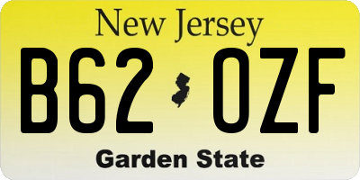 NJ license plate B62OZF