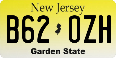 NJ license plate B62OZH
