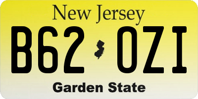 NJ license plate B62OZI