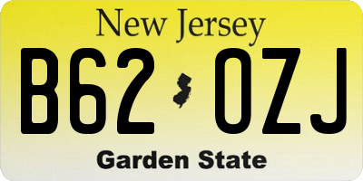 NJ license plate B62OZJ