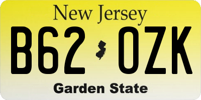 NJ license plate B62OZK