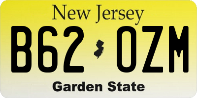 NJ license plate B62OZM