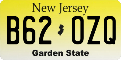NJ license plate B62OZQ