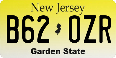NJ license plate B62OZR
