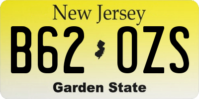 NJ license plate B62OZS