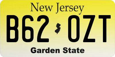 NJ license plate B62OZT