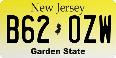 NJ license plate B62OZW