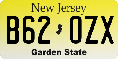 NJ license plate B62OZX