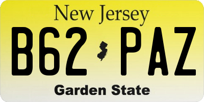 NJ license plate B62PAZ