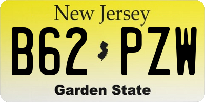 NJ license plate B62PZW