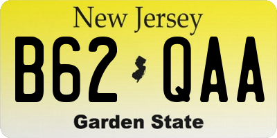 NJ license plate B62QAA