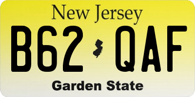 NJ license plate B62QAF
