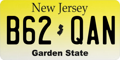 NJ license plate B62QAN