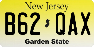 NJ license plate B62QAX