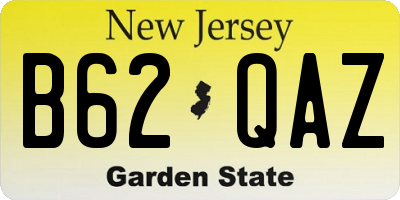 NJ license plate B62QAZ