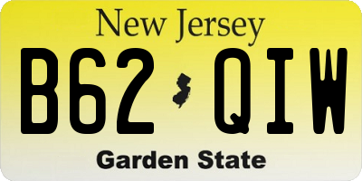 NJ license plate B62QIW