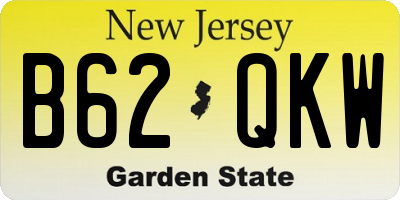 NJ license plate B62QKW