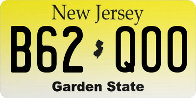 NJ license plate B62QOO