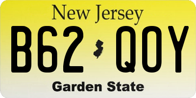 NJ license plate B62QOY