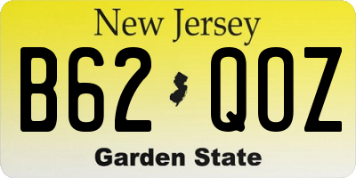 NJ license plate B62QOZ