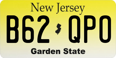 NJ license plate B62QPO