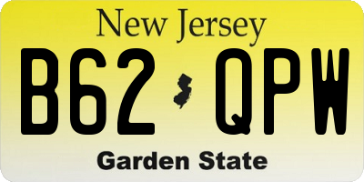 NJ license plate B62QPW