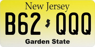 NJ license plate B62QQQ
