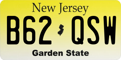 NJ license plate B62QSW