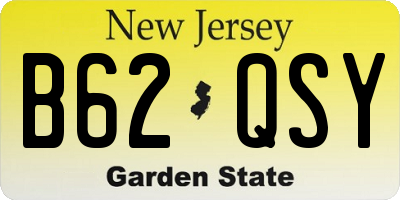 NJ license plate B62QSY