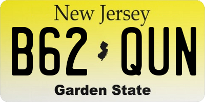 NJ license plate B62QUN