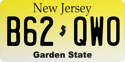 NJ license plate B62QWO