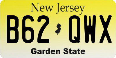 NJ license plate B62QWX