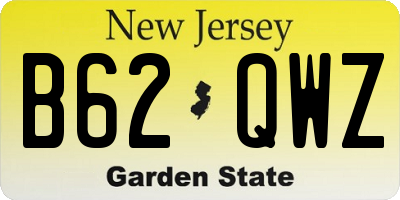 NJ license plate B62QWZ