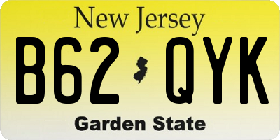 NJ license plate B62QYK