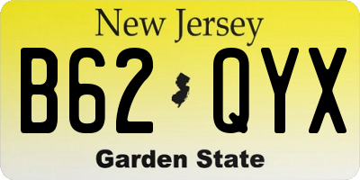 NJ license plate B62QYX