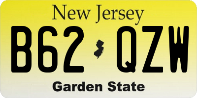 NJ license plate B62QZW
