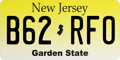 NJ license plate B62RFO