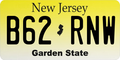 NJ license plate B62RNW