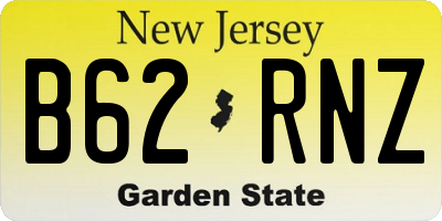 NJ license plate B62RNZ