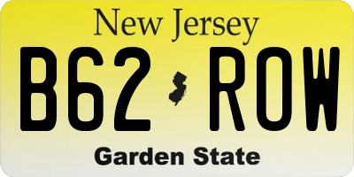 NJ license plate B62ROW