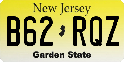 NJ license plate B62RQZ