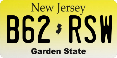 NJ license plate B62RSW