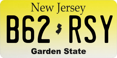 NJ license plate B62RSY